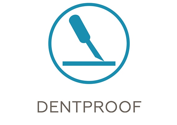 Dentproof tile icon depicting illustration of screwdriver pointed toward tile inside a circle.
